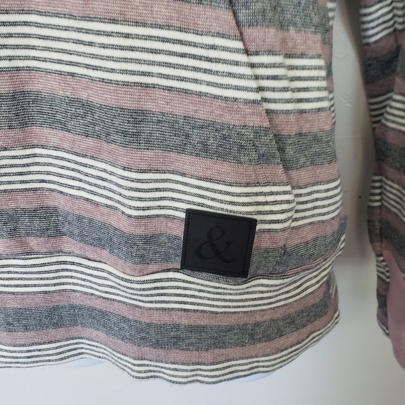 Ampersand Avenue & Ave Women's Medium Quarter Zip Hooded Jacket Stripes Red BW - Picture 7 of 8